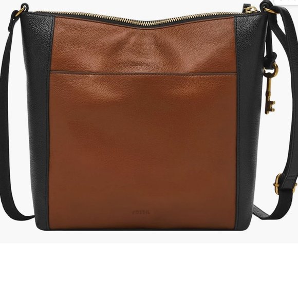 Fossil Handbags - Fossil Women's Tara Leather Crossbody Purse Handbag, Brown/Black Colorblock NWT